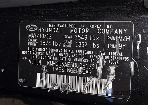 2013 Hyundai Accent Se from USA, damaged, VIN KMHCU5AE5DU061721